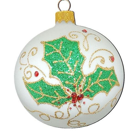 Glass Ornament Holly Design