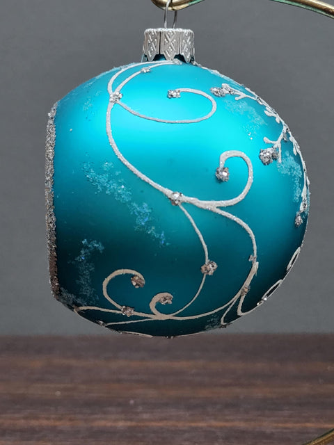 Aqua Blown Glass Ornament -  Aqua Refractor Design