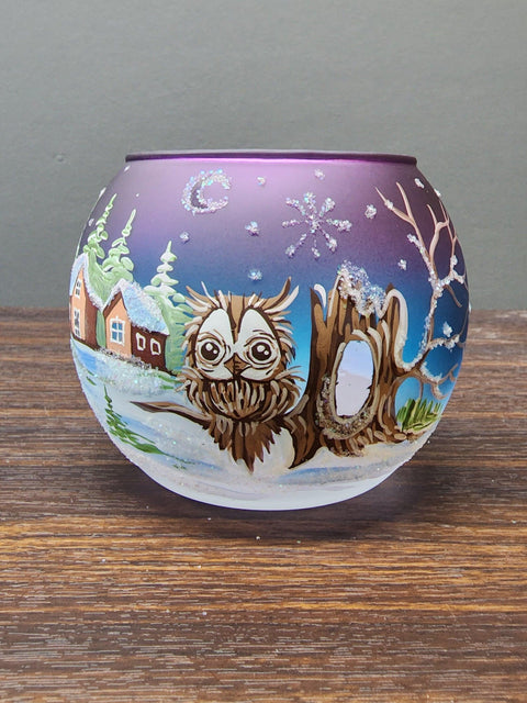 Midsummer Night Ombre Glass Candle Holder  - Fun Owl