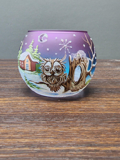 Midsummer Night Ombre Glass Candle Holder  - Fun Owl