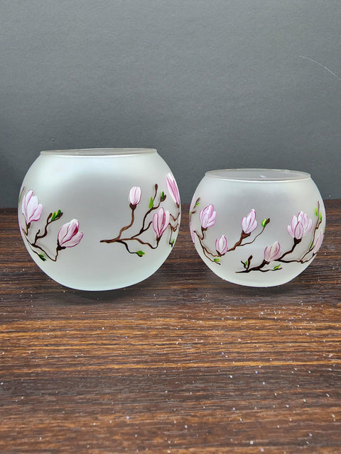 Magnolia Flower Glass Candle Holder - Multiple Sizes