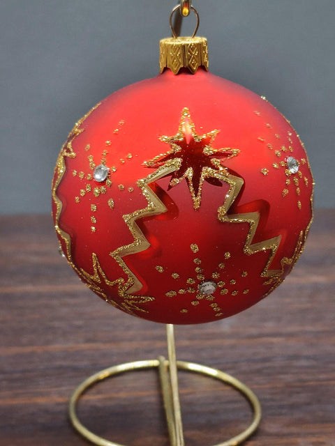 Red Blown Glass Ornament - Handcrafted - Gold Mountains Design