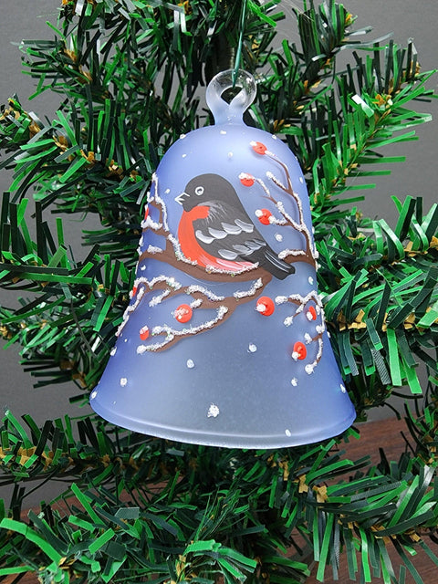 Glass Bell Ornament Cardinal