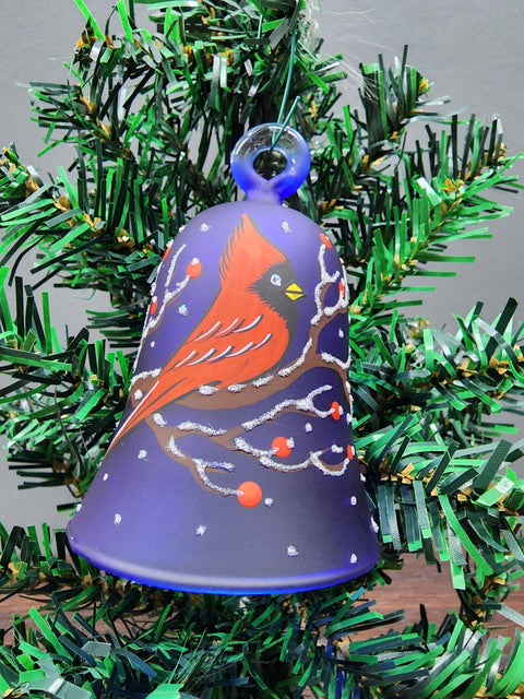 Glass Bell Ornament Cardinal