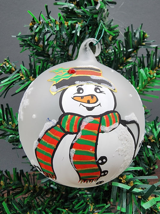 Glass Ornament Snowman Design