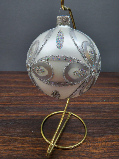 Silver Blown Glass Ornament - Handcrafted - Modern Design