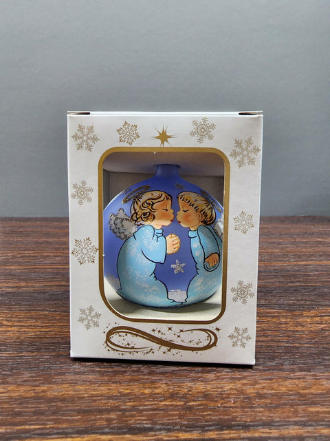 Light Blue Blown Glass Ornament - Handcrafted - Baby Angels Design