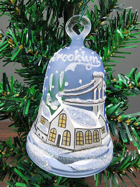 Glass Bell Ornament Brooklyn Bridge