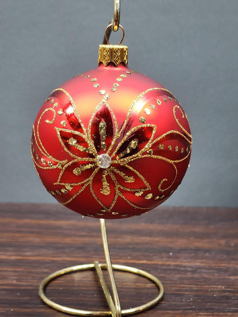 Red Blown Glass Ornament - Handcrafted - Modern Design