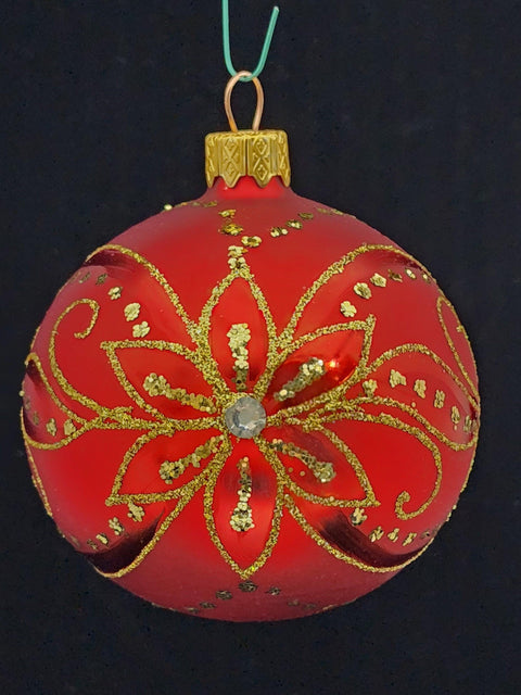 Red Blown Glass Ornament - Handcrafted - Modern Design