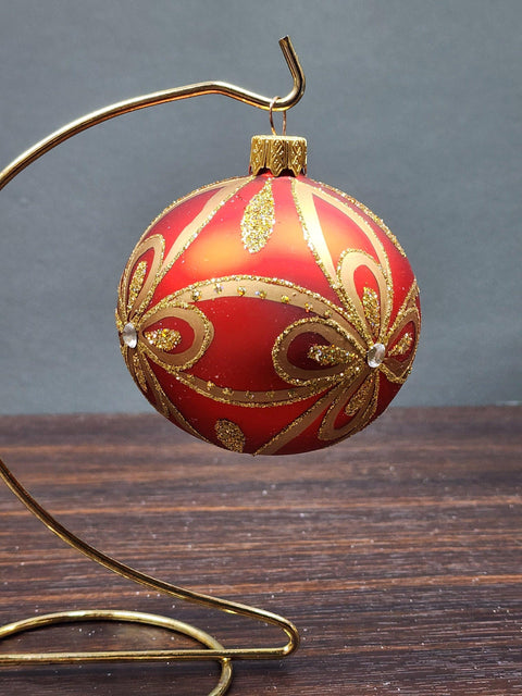 Red Blown Glass Ornament - Handcrafted - Modern Design