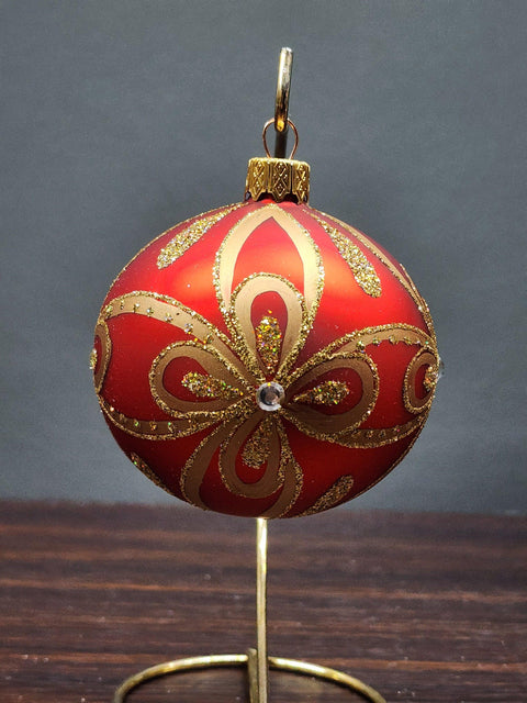 Red Blown Glass Ornament - Handcrafted - Modern Design