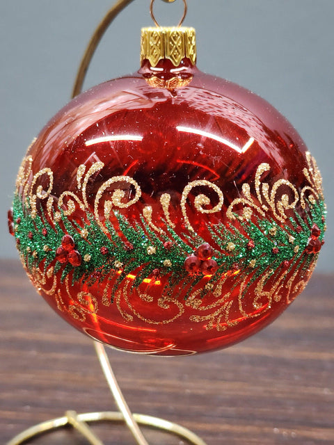 Red Blown Glass Ornament - Handcrafted - Green Reef Design