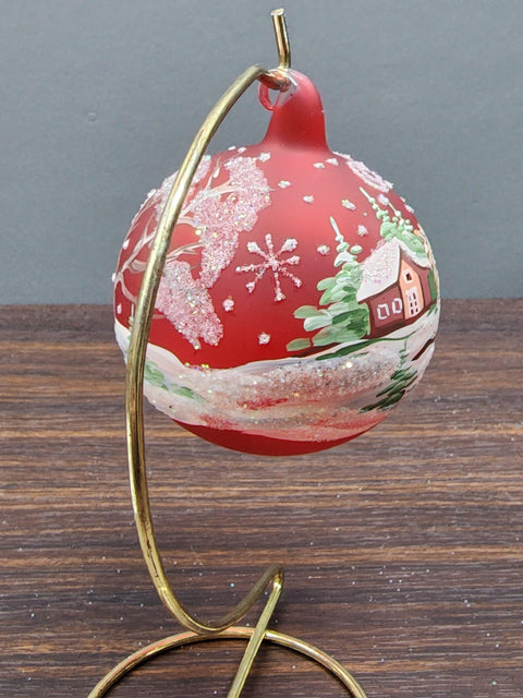 Red Blown Glass Ornament - Handcrafted -  Fun Owl Design