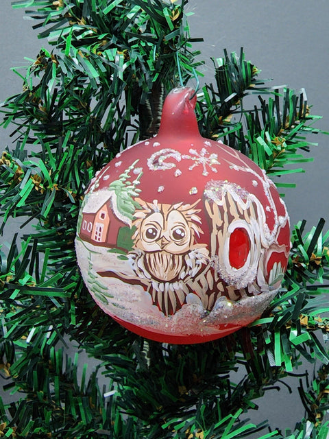 Glass Ornament Owl Design