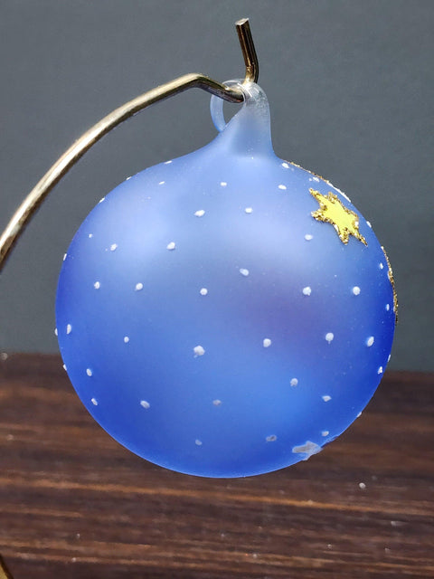 Light Blue Blown Glass Ornament - Handcrafted -  Santa Claus Design