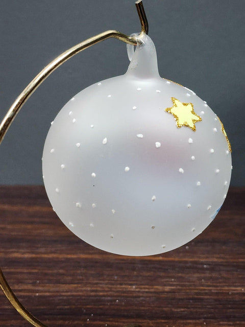 Frosted Blown Glass Ornament - Handcrafted -  Charming Santa Claus