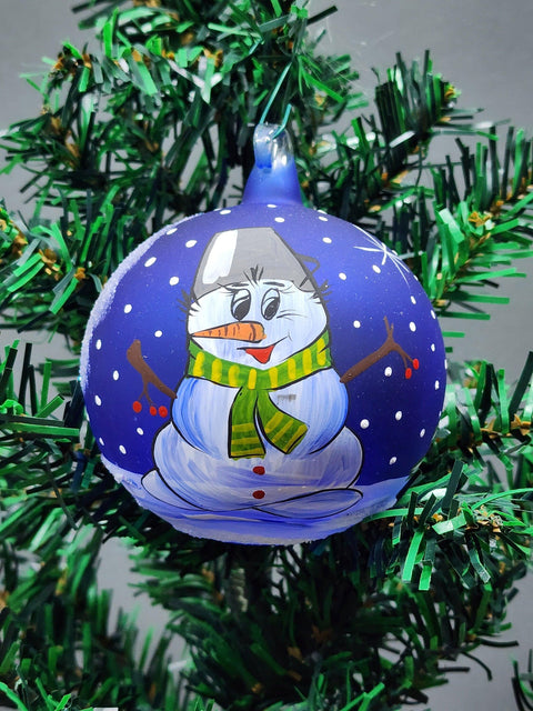 Glass Ornament Snowman Design