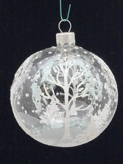 Glass Ornament Winter Tree Design