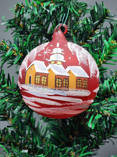 Glass Ornament Winter Cottage