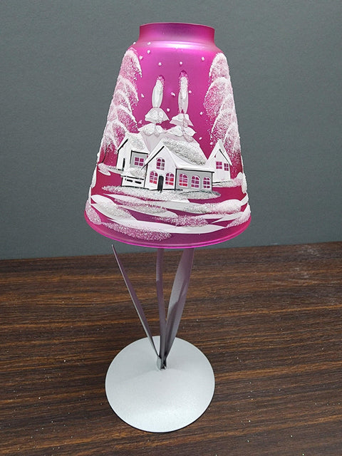 Pink Glass Lamp Candle Holder - White Cabins