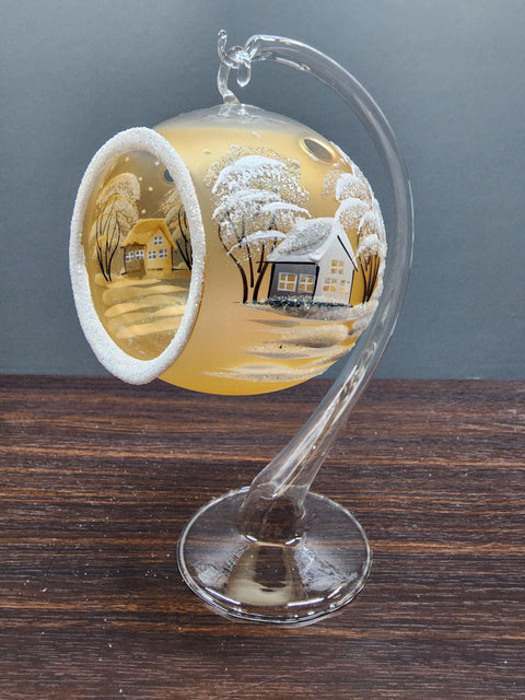 Yellow Glass Terrarium Candle Holder  - White Cabins