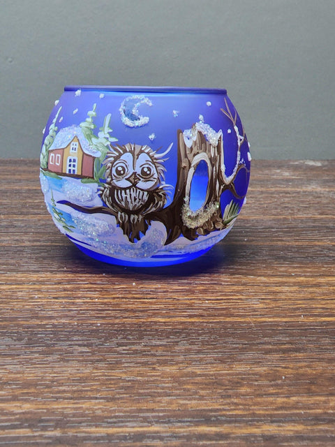 Midsummer Night Ombre Glass Candle Holder  - Fun Owl