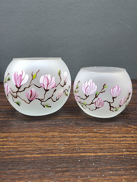 Magnolia Flower Glass Candle Holder - Multiple Sizes