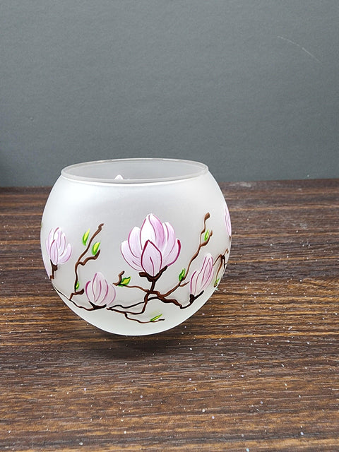 Magnolia Flower Glass Candle Holder - Multiple Sizes