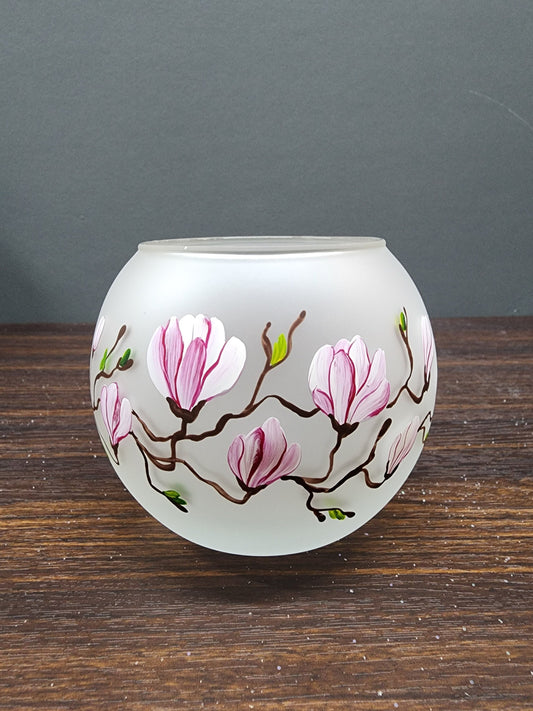 Magnolia Flower Glass Candle Holder