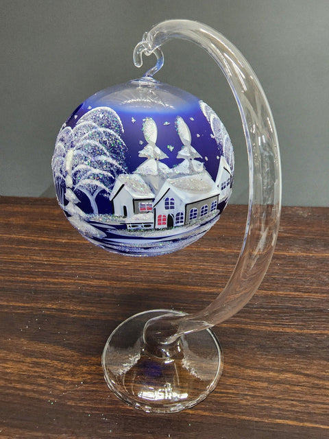 Blue Glass Terrarium Candle Holder  - White Cabins