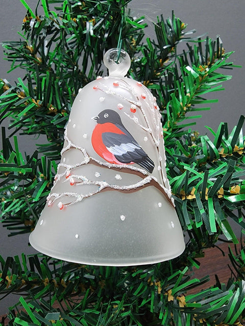 Glass Bell Ornament Cardinal