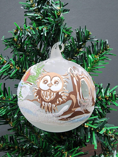 Glass Ornament Owl Design