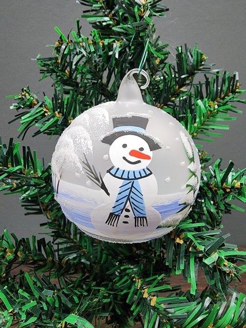 Glass Ornament Snowman Design