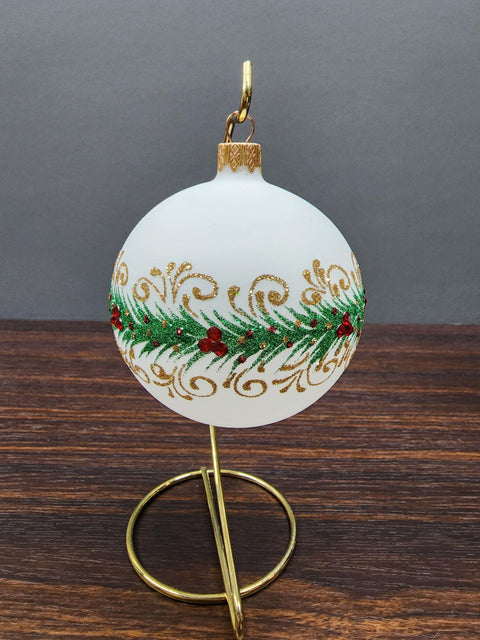 White Blown Glass Ornament - Handcrafted - Green Reef Design