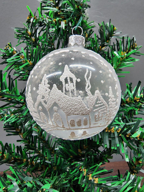 Glass Ornament Winter Cottage