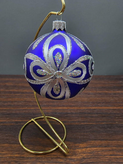 Blue  Blown Glass Ornament - Handcrafted - Hand Made - Modern Design