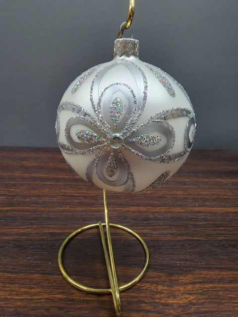 Silver Blown Glass Ornament - Handcrafted - Modern Design