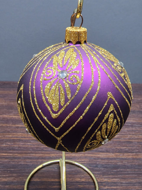 Purple Blown Glass Ornament - Handcrafted - Modern Design