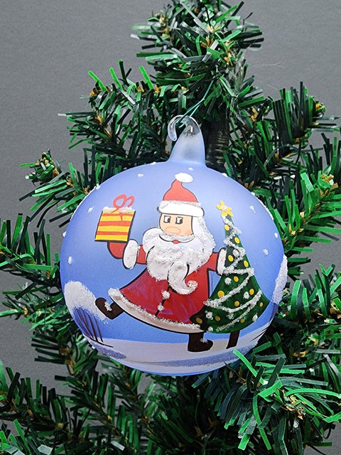 Glass Ornament Santa Design