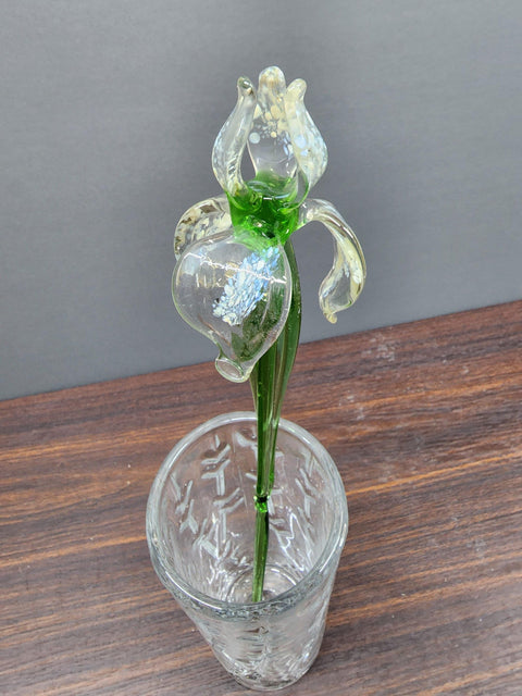 Clear Glass Iris - Handcrafted Long Stem Flower