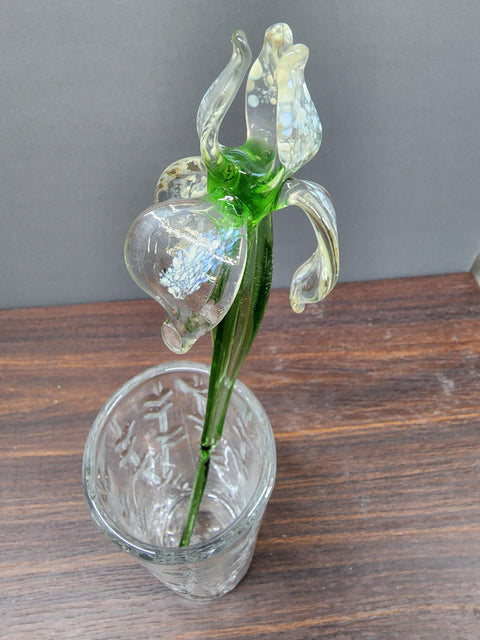 Long Stem Glass Flower iris