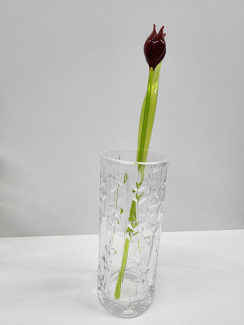 Red Glass Tulip - Handcrafted Long Stem Flower