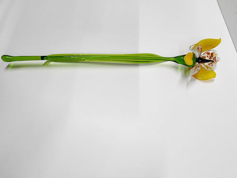 Yellow Glass Orchid - Handcrafted Long Stem Flower