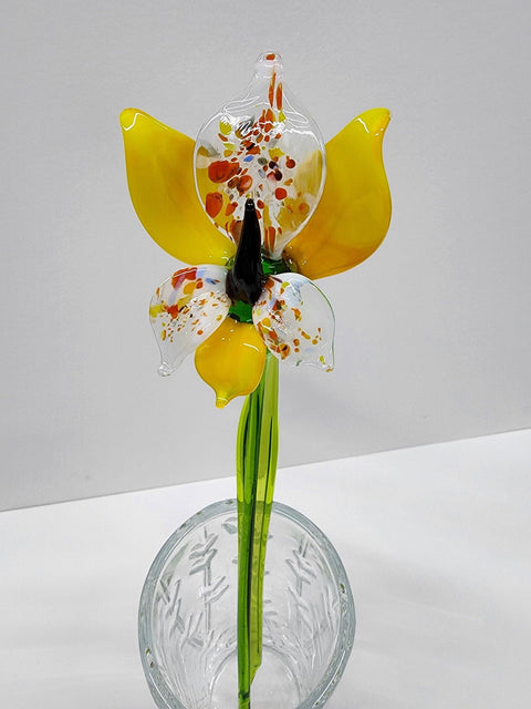 Long Stem Glass Flower Orchid