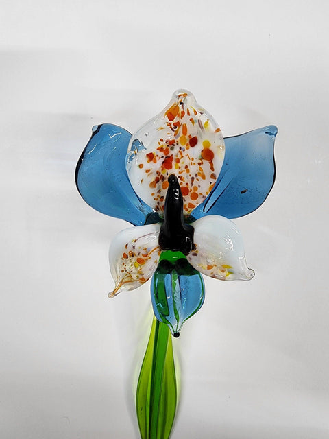 Blue Glass Orchid - Handcrafted Long Stem Flower