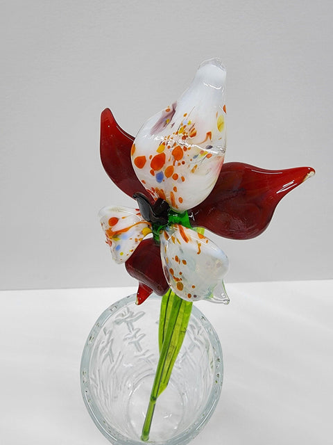 Long Stem Glass Flower Orchid