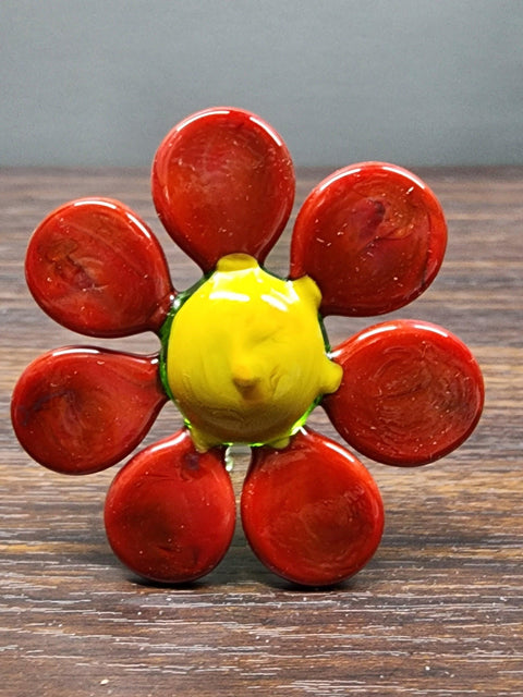 Red Glass Daisy - Handcrafted Long Stem Flower