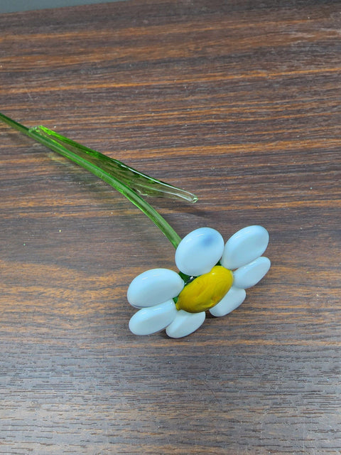 White Glass Daisy - Handcrafted Long Stem Flower