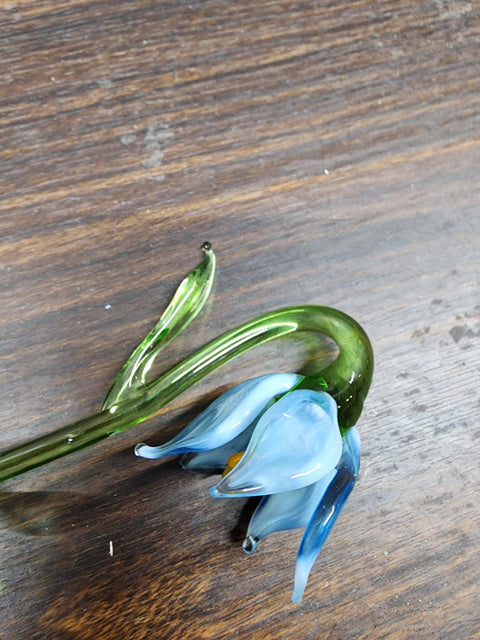 Blue Glass Lily - Handcrafted Short Stem Flower